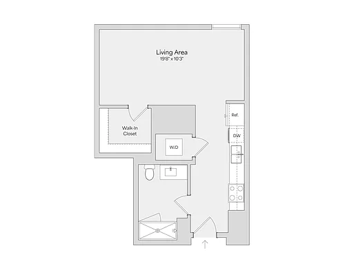 Floor plan Studio 1BA (547 SF)