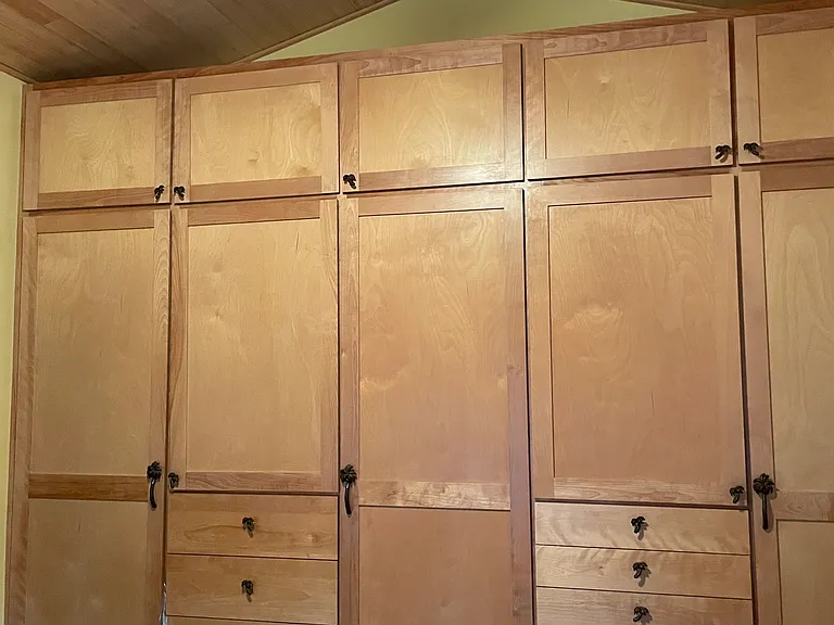 Built in master closet in bedroom