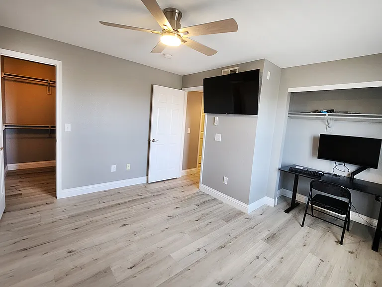 Primary bedroom with walk-in closet