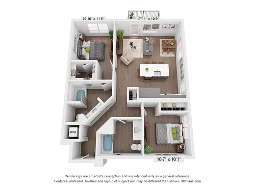 Floor plan 2 Bedroom, 2 Bath
