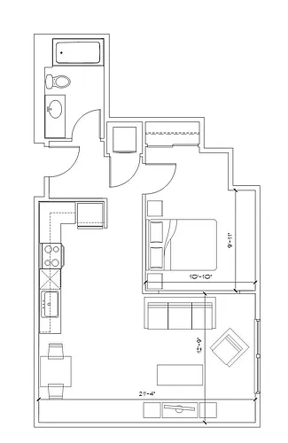 Floor plan Vector - 1x1 A2