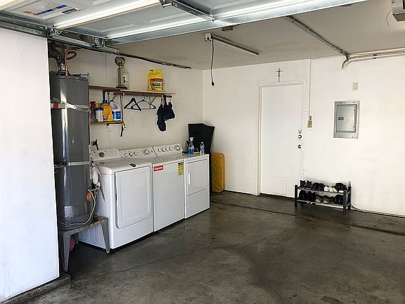Garage with washer and dryer