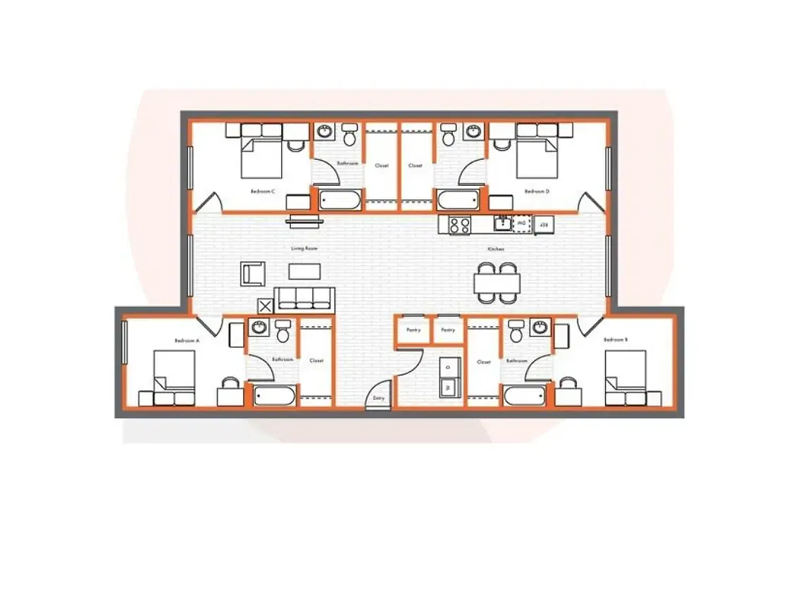 Floor plan 4 Bed 4 Bath Classic