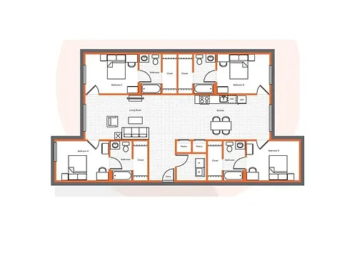 Floor plan 4 Bed 4 Bath Classic