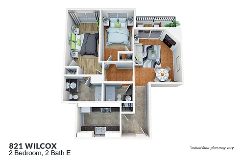 Floor plan 2 Bedroom, 2 Bath