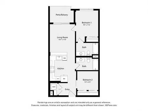 Floor plan Urban Two Bedroom D01B