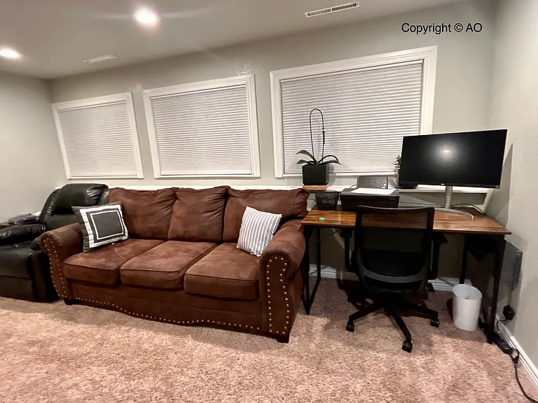 Downstairs lounge & workspace