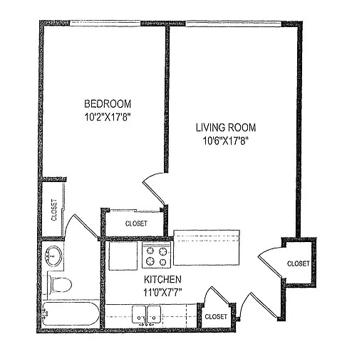 Floor plan One Bedroom-One Bath 568