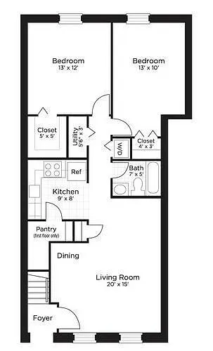 Floor plan Two Bedroom Furnished