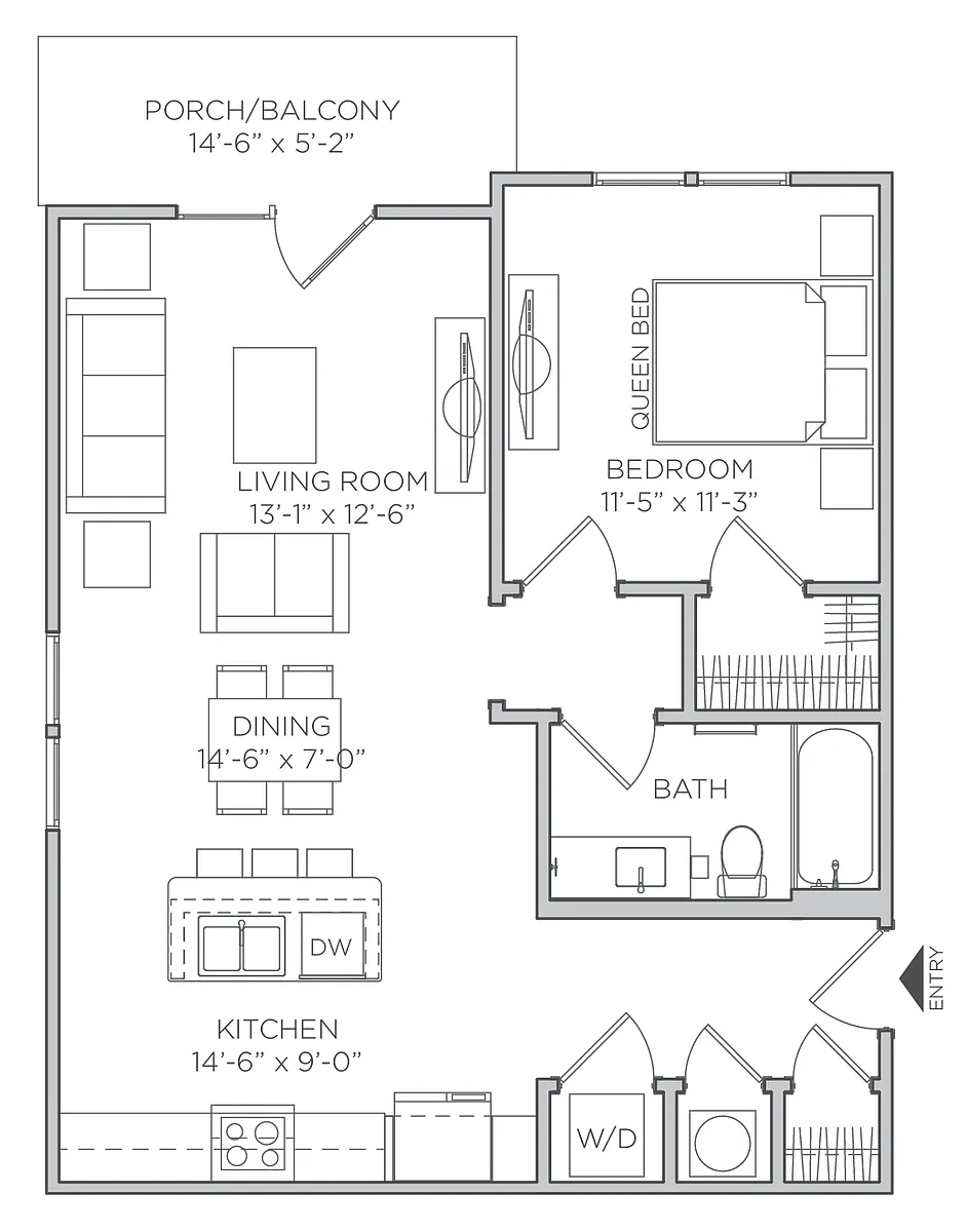 Floor plan 1 Bed 1 Bath A