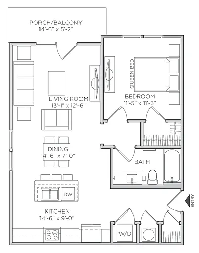 Floor plan 1 Bed 1 Bath A