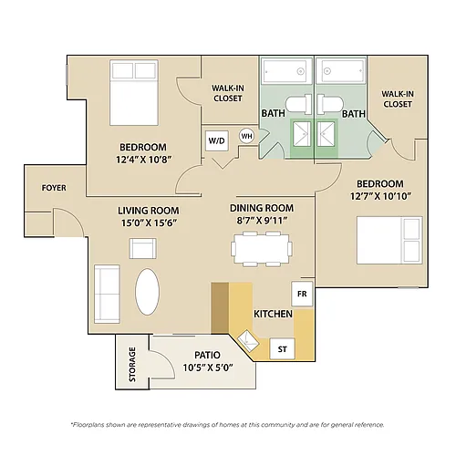 Floor plan 2 Bedroom / 2 Bath