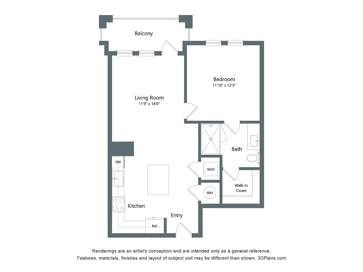 Floor plan The Dune | 1 Bed | 1 Bath