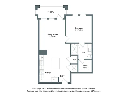 Floor plan The Dune | 1 Bed | 1 Bath