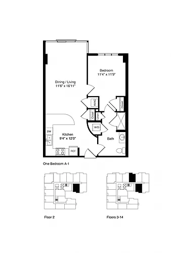 Floor plan ONE BEDROOM A1