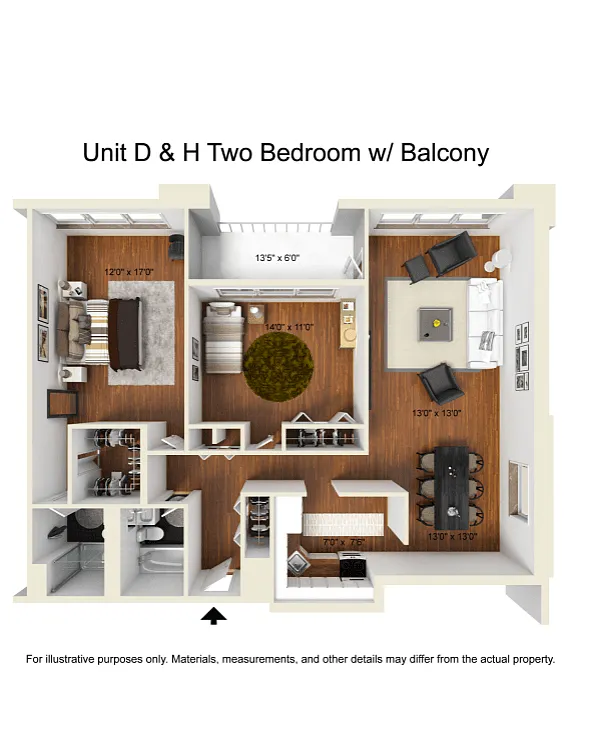 Floor plan 2 Bedroom- D/H Line