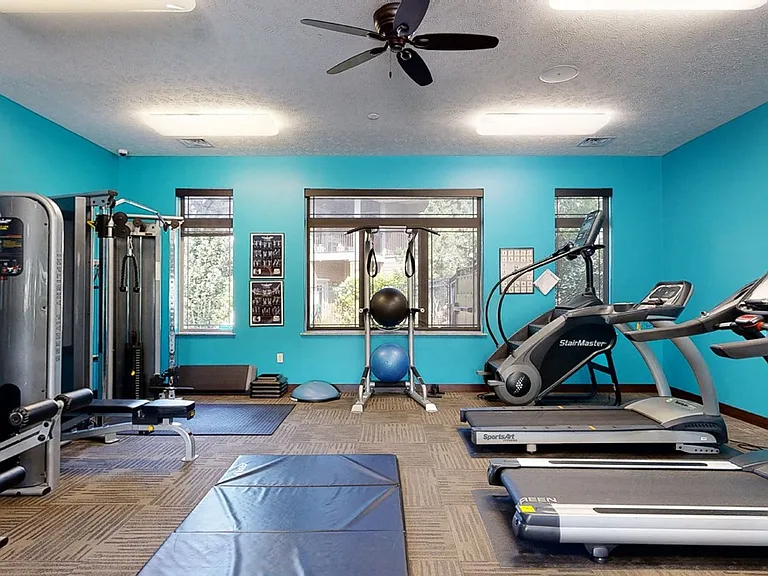 Our 24/7 fitness center is fully equipped to meet all your workout needs.