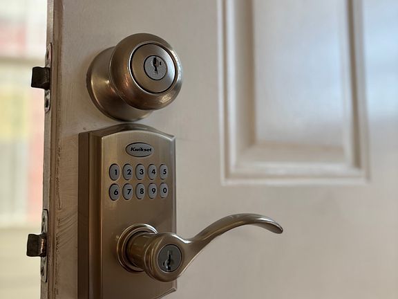 The house has a master key for all exterior doors, and a keypad entry.