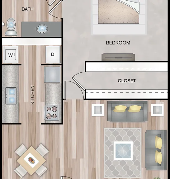 1 BEDROOM 1 BATH 757 SQFT