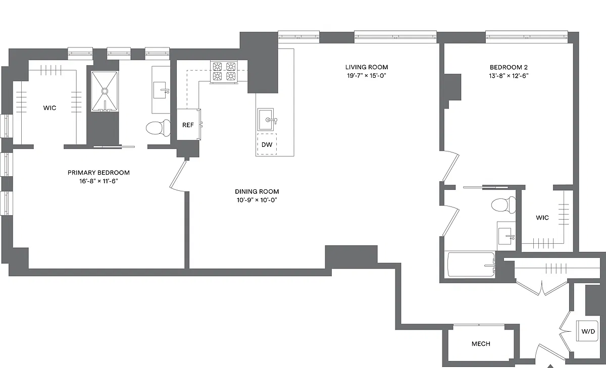 Floor plan 2 Bed/2 Bath-B1H
