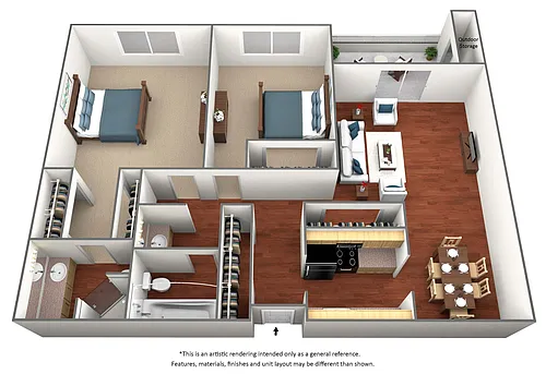 Floor plan 2 Bedroom 2 Bath - B2