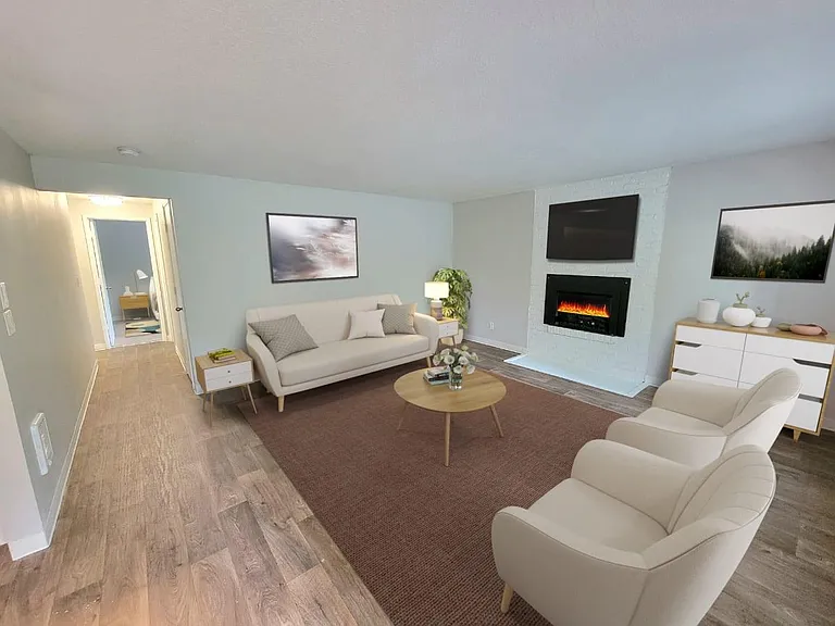 Cottage Style Living Room (896 sq ft floorplan)