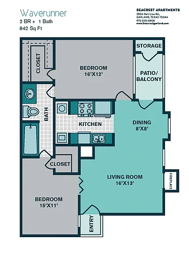 Floor plan 1 Bedroom A5 - 842sqft - WAVERUNNER