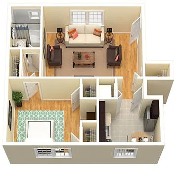Floor plan 1 Bed 1 Bath