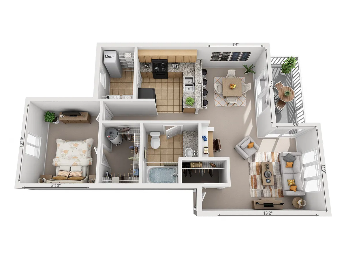 Floor plan 1 Bed 1 Bath