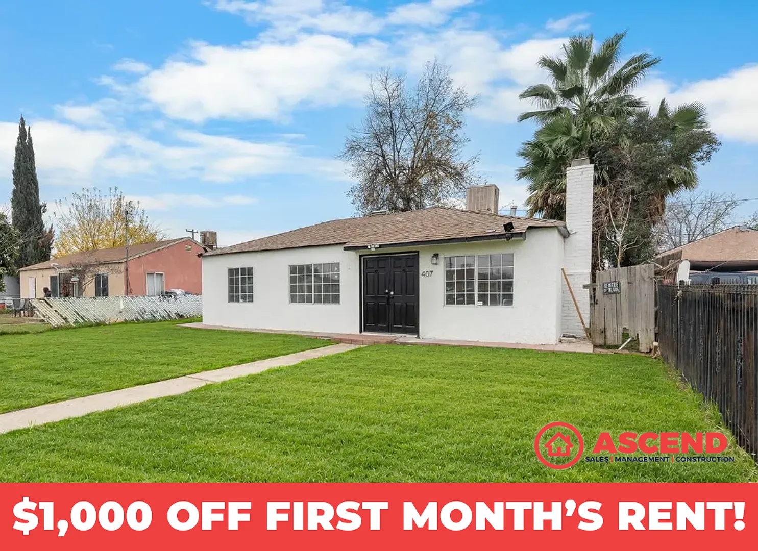 Spacious 3BR/1BA in Bakersfield (93304) 1,130 SQFT, Pet-Friendly! $1000 Move-In Special this mont... — Photo 1