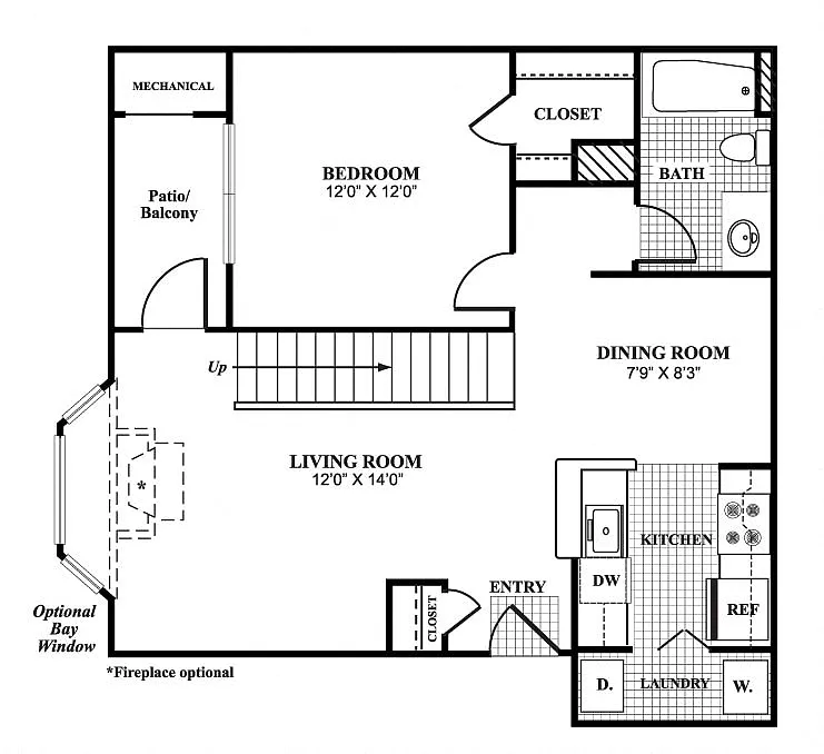 Floor plan One Bedroom Renovated