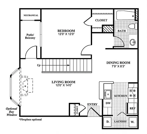 Floor plan One Bedroom Renovated