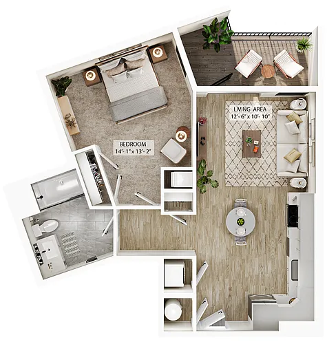 Floor plan 1 Bed/1 Bath-A2