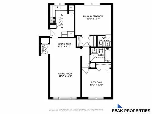 Floor plan 2 Bedroom - 1.5 Bathroom