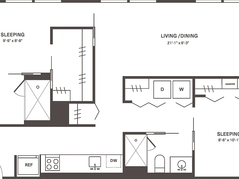 L1A Two Bedroom Two Bath Apartment at Fishtown Urby L1A Two Bedroom Two Bath Apartment at Fishtown Urby