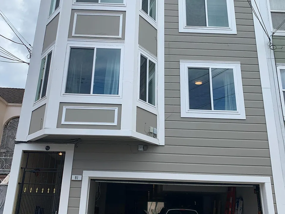View of the front of the building. Your unit is the middle set of windows. Security gate at front door. Garage clicker for quick access.