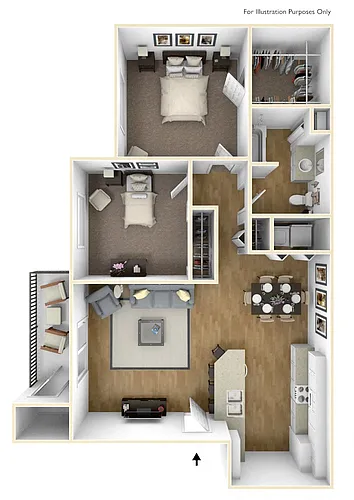 Floor plan Two Bed One Bath A