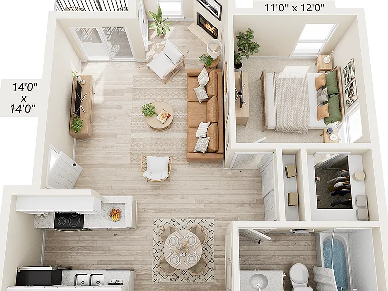 1BR x 1BA - B Floorplan | Renovated 1BR x 1BA - B Floorplan | Renovated