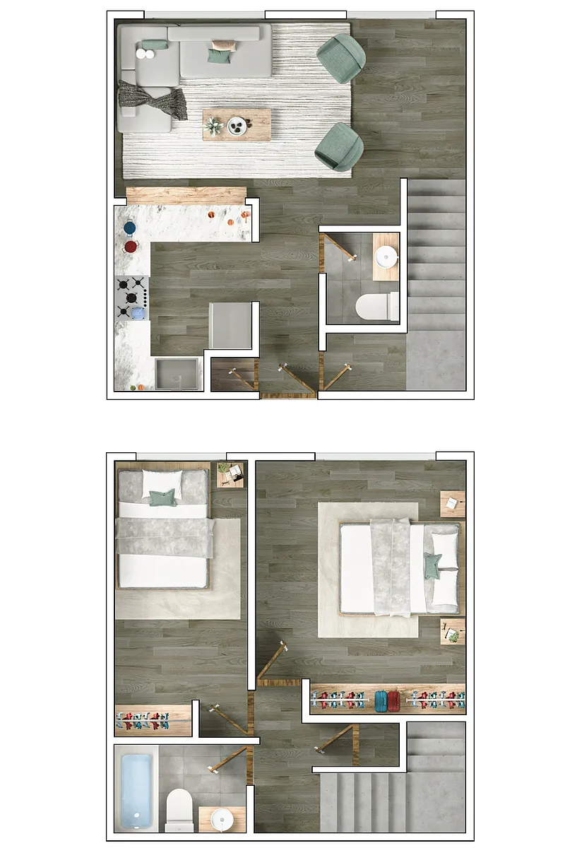Floor plan 2 Bedroom & 1.5 Bathroom