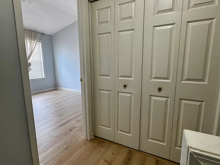 Convenient second-floor laundry equipped with washer and dryer