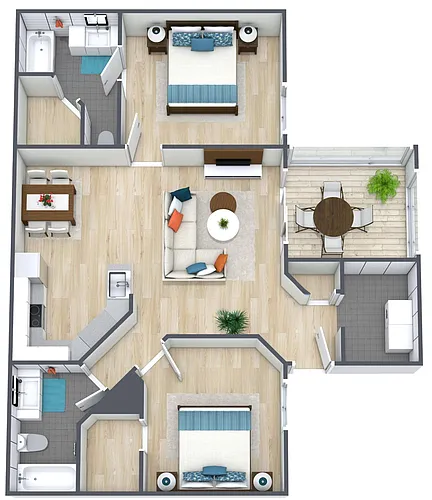 Floor plan 2BR - 2BTH Deluxe
