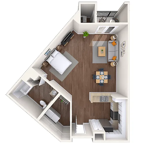 Floor plan Studio 0x1 703 SF