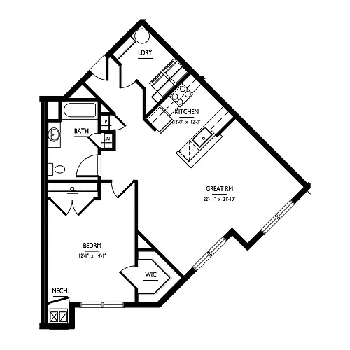 Floor plan 1 Bed/1 Bath-G ADAPT Phase I