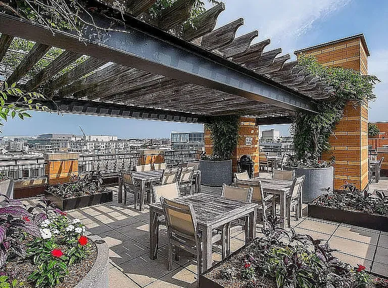 One of the rooftop entertaining areas open to all residents.