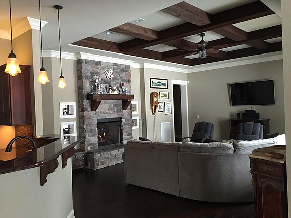 Great room, coffered ceiling