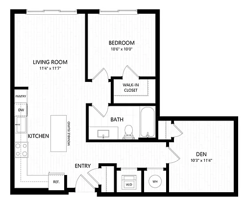 Floor plan AD1-1X1 Den