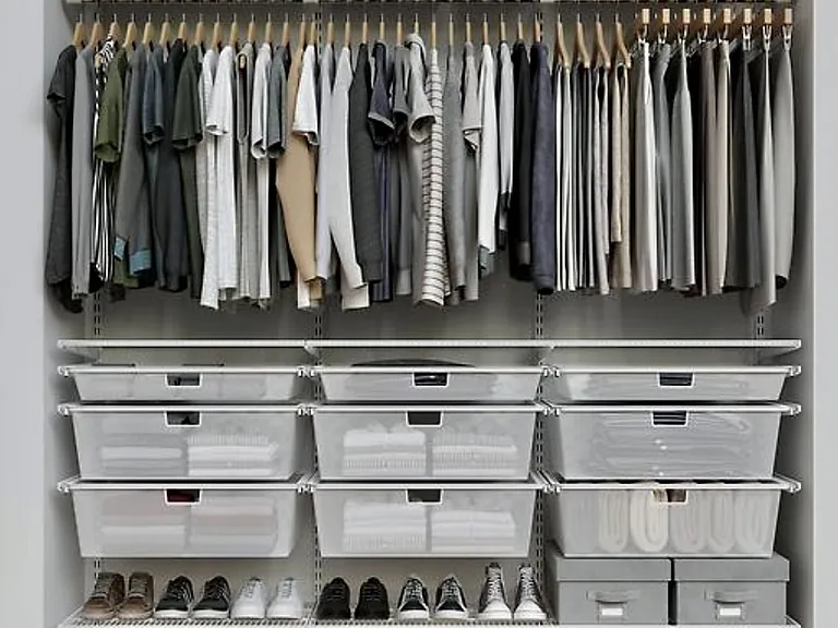 All closets have Elfa shelving systems.