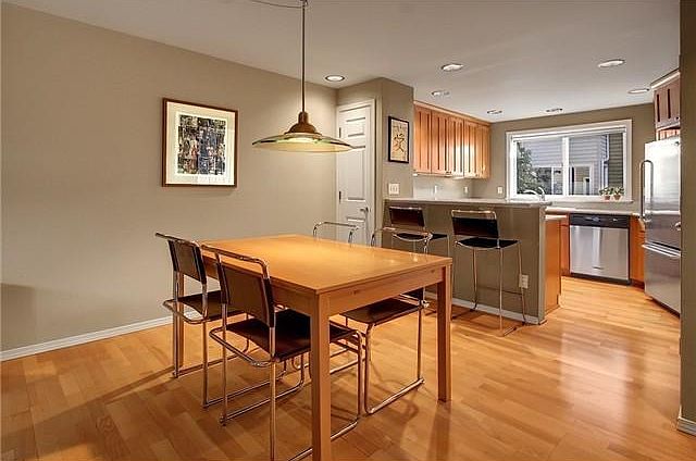 View from the living room to the kitchen