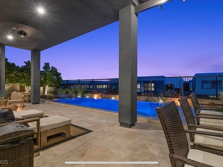 #GuardianRealty 10941 Earth Hues Summerlin Luxury Home Rental twilight view_07032026