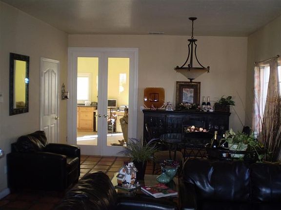 French Doors divide living room and dining room